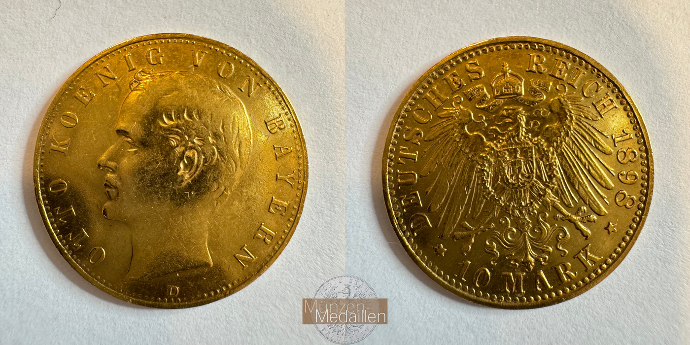 Bayern, Kaiserreich 10 Mark MM-Frankfurt KM#911 Feingold: 3,58g Otto 1898 D 