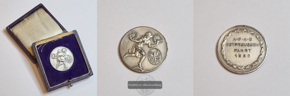 Deutschland Silbermedaille ADAC Ostpreussenfahrt 1932 FM-Frankfurt Feinsilber: 14,85g   