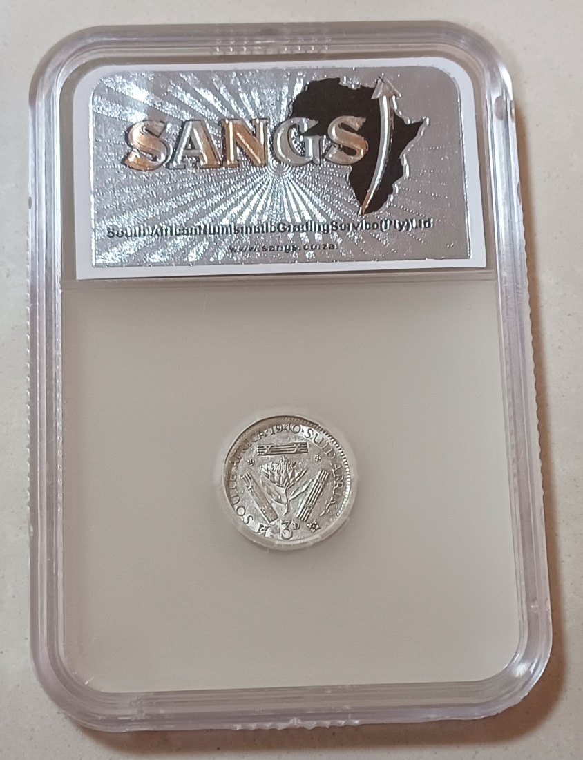  1940 South Africa 80% Silver George VI Three Pence 3P SANGS XF40   