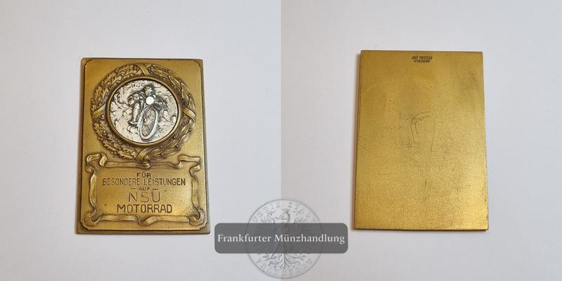  Deutschland Bronzeplakette Für besondere Leisungen auf NSU Motorrad FM-Frankfurt   