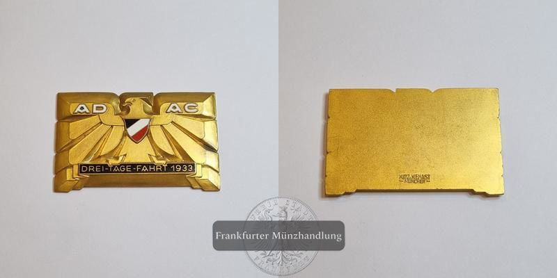  Deutschland Bronzeplakette ADAC Drei-Tage-Fahrt 1933 FM-Frankfurt   
