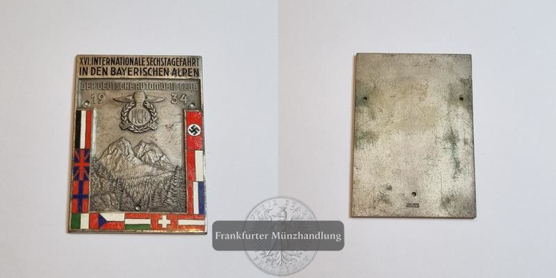  Deutschland versilberte Plakette XVI. Internationale Sechstagefahrt 1934 FM-Frankfurt   