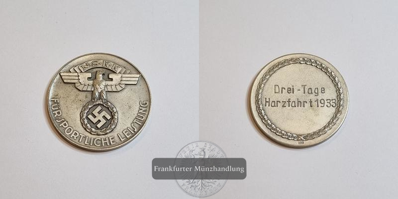  Deutschland Silbermedaille NSKK 3-Tage-Harzfahrt 1933 FM-Frankfurt Feinsilber: 49,5g   