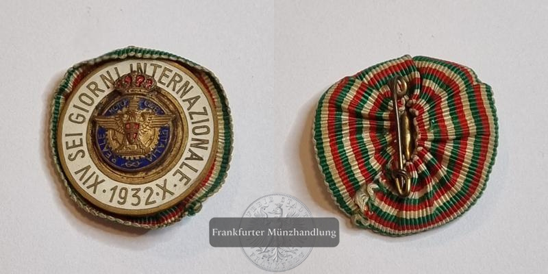  Italien Medaille für die Teilnahme am int. Motorrad-Sechstagerennen in Meran 1932 FM-Frankfurt   