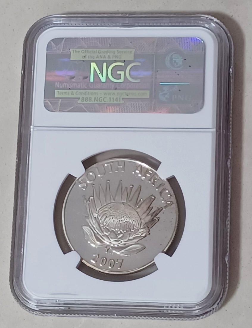  2007 South Africa UNC Nelson Mandela One Rand R1 NGC MS66 SPECIAL LABEL MINTED 4,061 92.5% Silver   