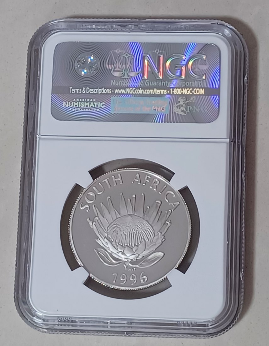  1996 South Africa PROOF Constitution One Rand R1 NGC PF69UC MINTAGE 2,931 92.5% Silver VERY RARE   