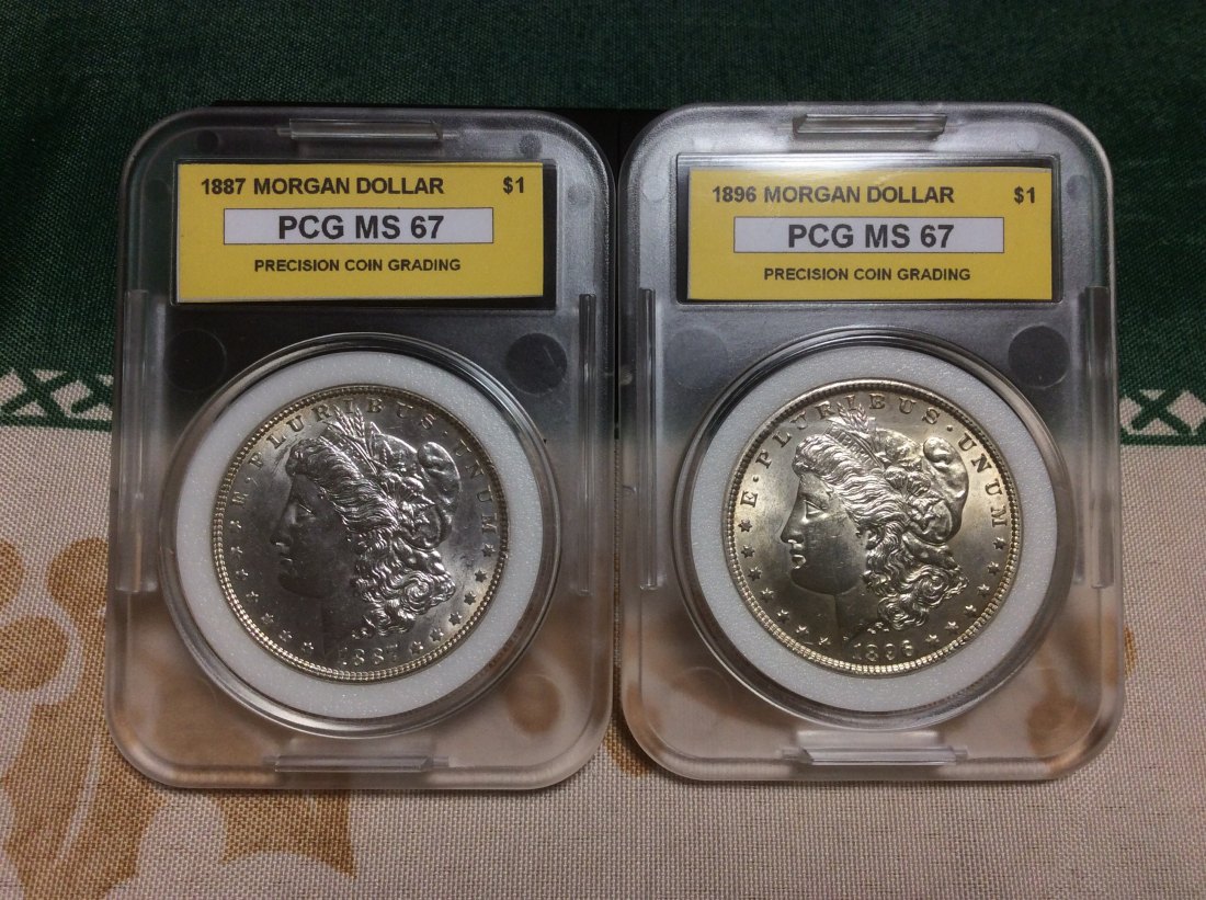 USA Lot Silber Morgan Dollar 1887 und 1896 in sehr guter Erhaltung