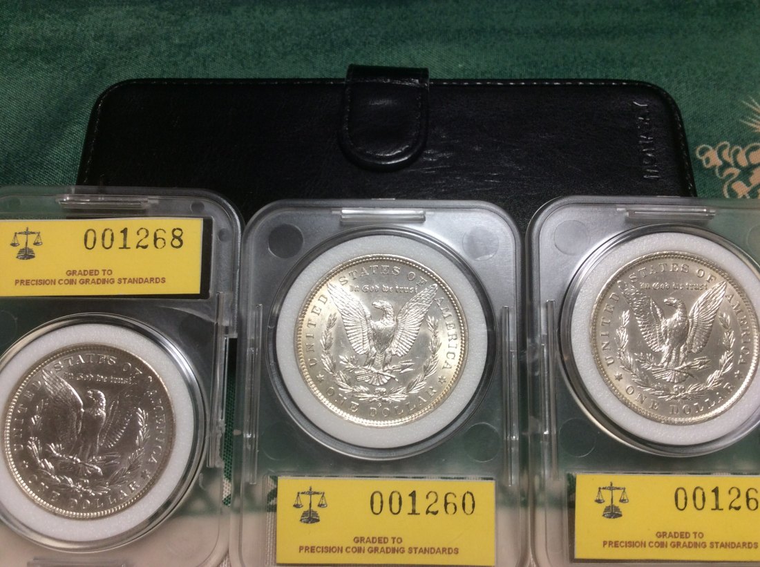  USA Lot Silber Morgan Dollar 1881 O, 1883 O und 1885 O in sehr guter Erhaltung   