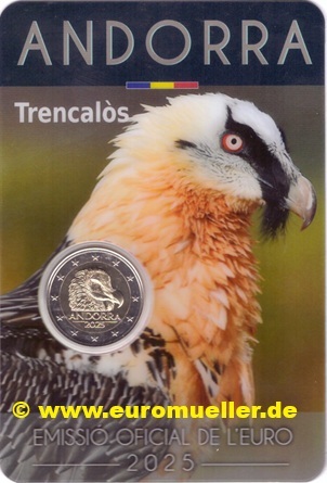 Andorra ...2 Euro Gedenkmünze 2025...Bartgeier...bu...Coincard   
