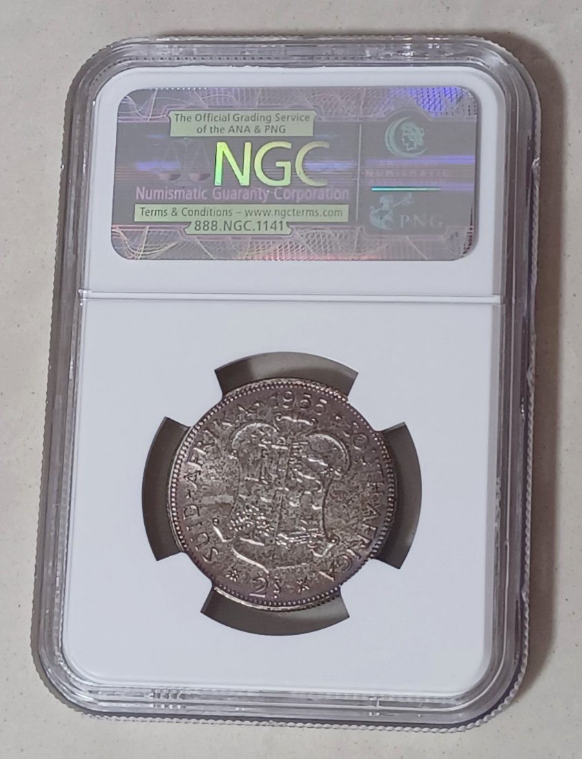  1955 South Africa PROOF 50% Silver Elizabeth II 2 Shillings 2S NGC PF66 MINTAGE 2,850 2ND HIGHEST   