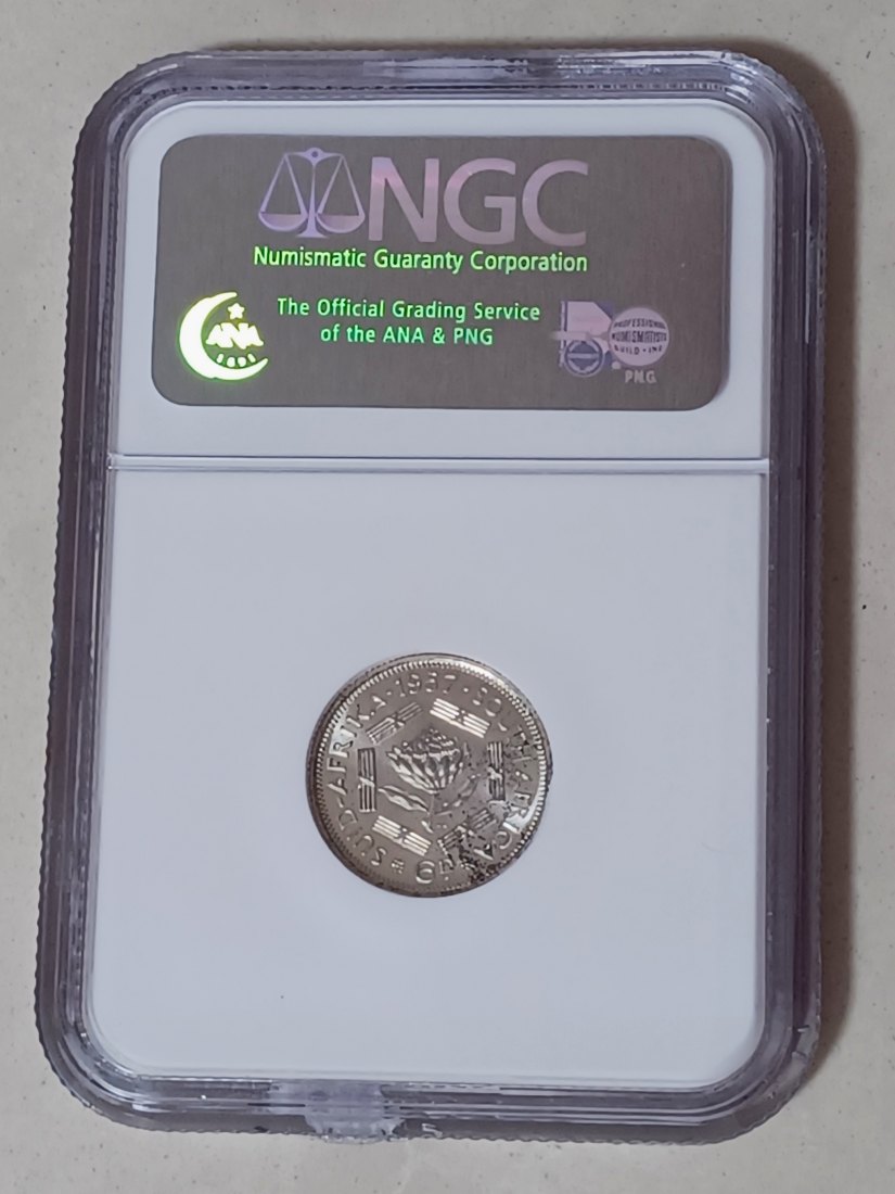  EXTREMELY RARE 1957 South Africa PROOF Elizabeth II Six Pence 6P NGC PF66 MINTAGE 1,130 50% Silver   