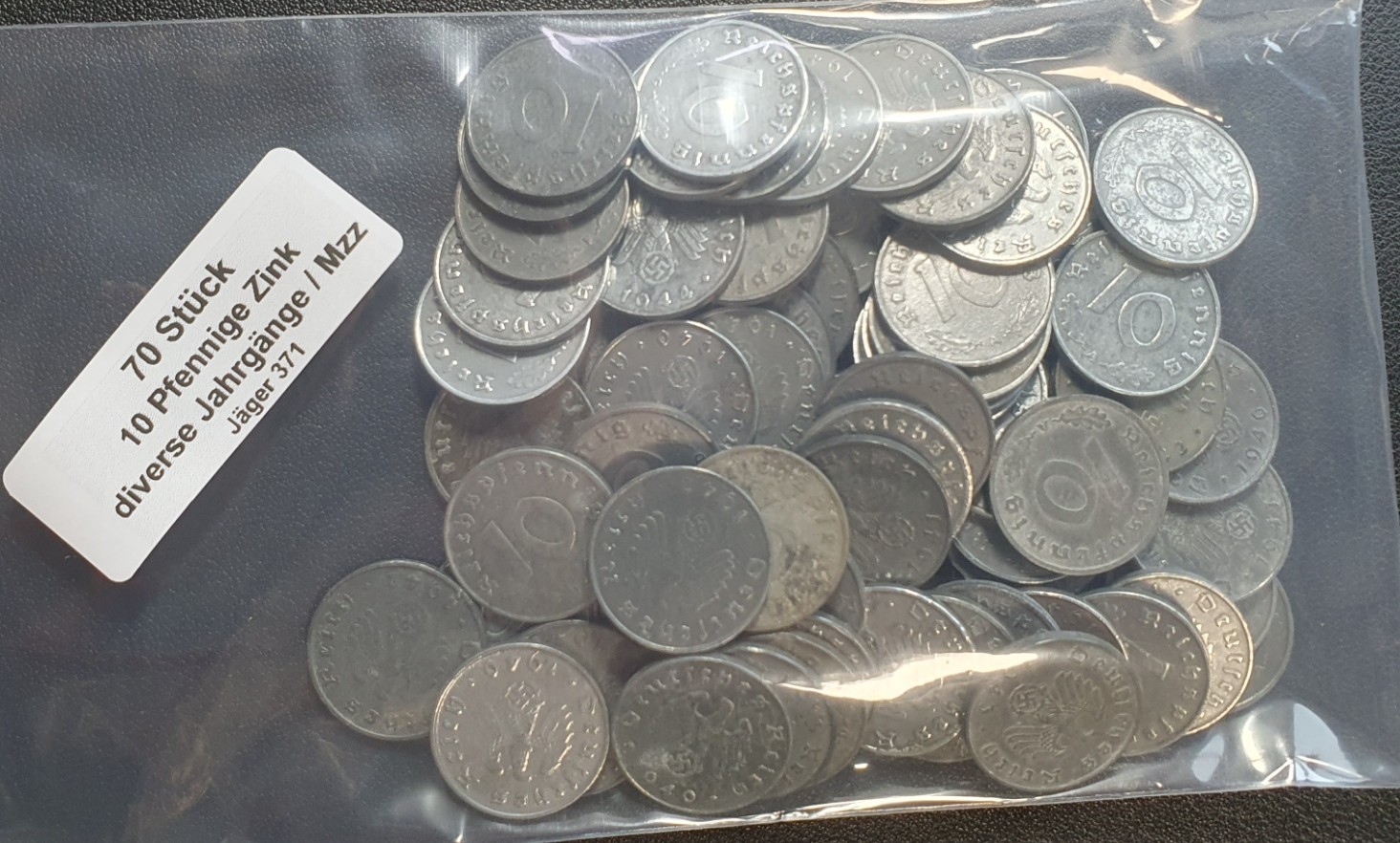  Drittes Reich 10 Pfennig Zinkmünzen Jäger 371 diverse Mzz & Jahrgänge 70 Stück   