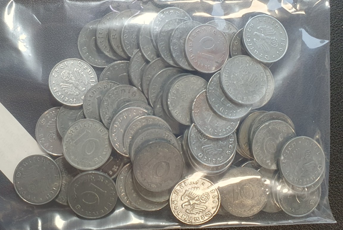  Drittes Reich 10 Pfennig Zinkmünzen Jäger 371 diverse Mzz & Jahrgänge 70 Stück   