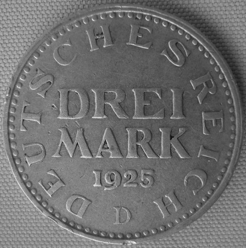 Weimar, 3 Mark 1925 D, J 312   