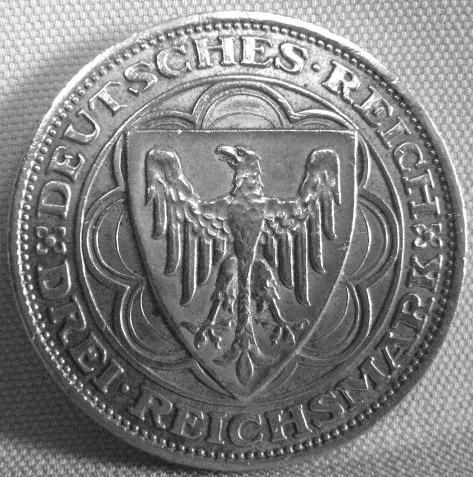  Weimar, 3 Mark 1927 A, Bremerhafen, J 325   