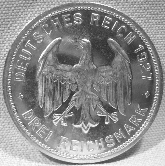  Weimar, 3 Mark 1927 F, Tübingen, J 328   
