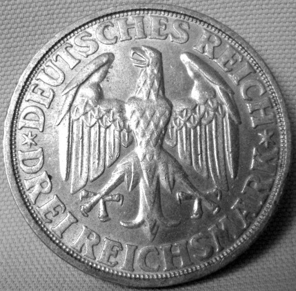  Weimar, 3 Mark 1928 D, Dinkelsbühl, J 334   