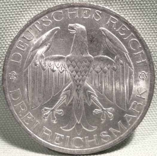  Weimar, 3 Mark 1929 A, Waldeck, J 337   