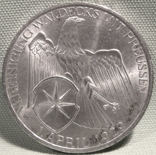  Weimar, 3 Mark 1929 A, Waldeck, J 337   