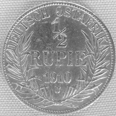  DOA, 1/2 Rupie 1910 J, J N 721   