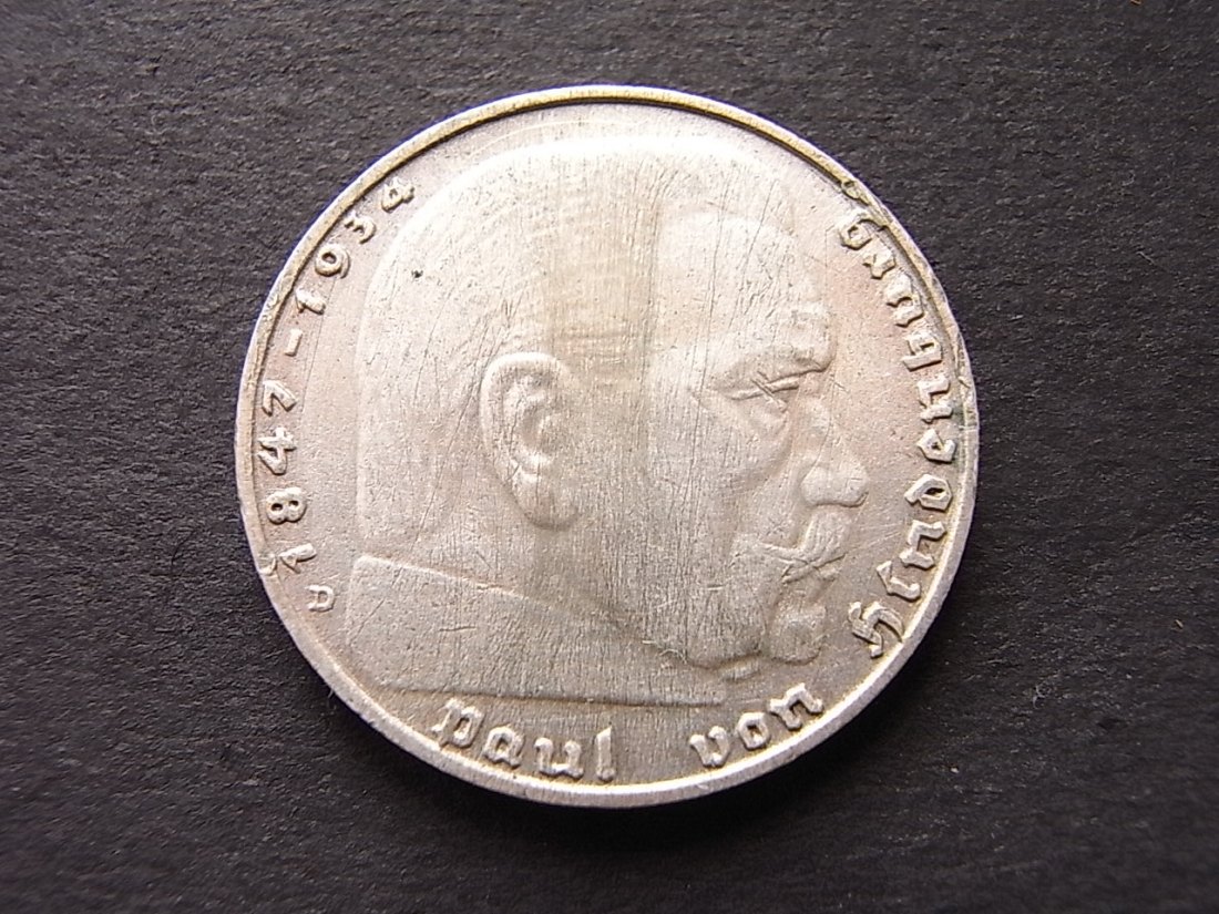  Drittes Reich 2 Mark 1938 D ss feine Kratzer Silber   