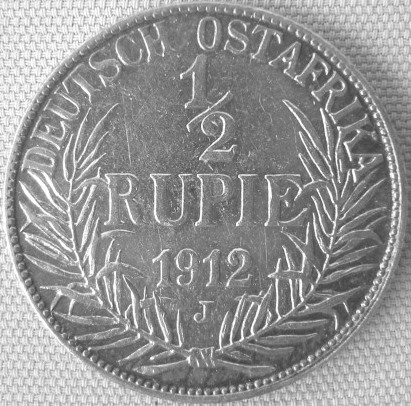  DOA, 1/2 Rupie 1912 J, J N 721   