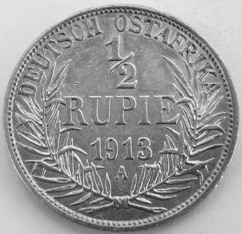  DOA, 1/2 Rupie 1913 A, J N 721   