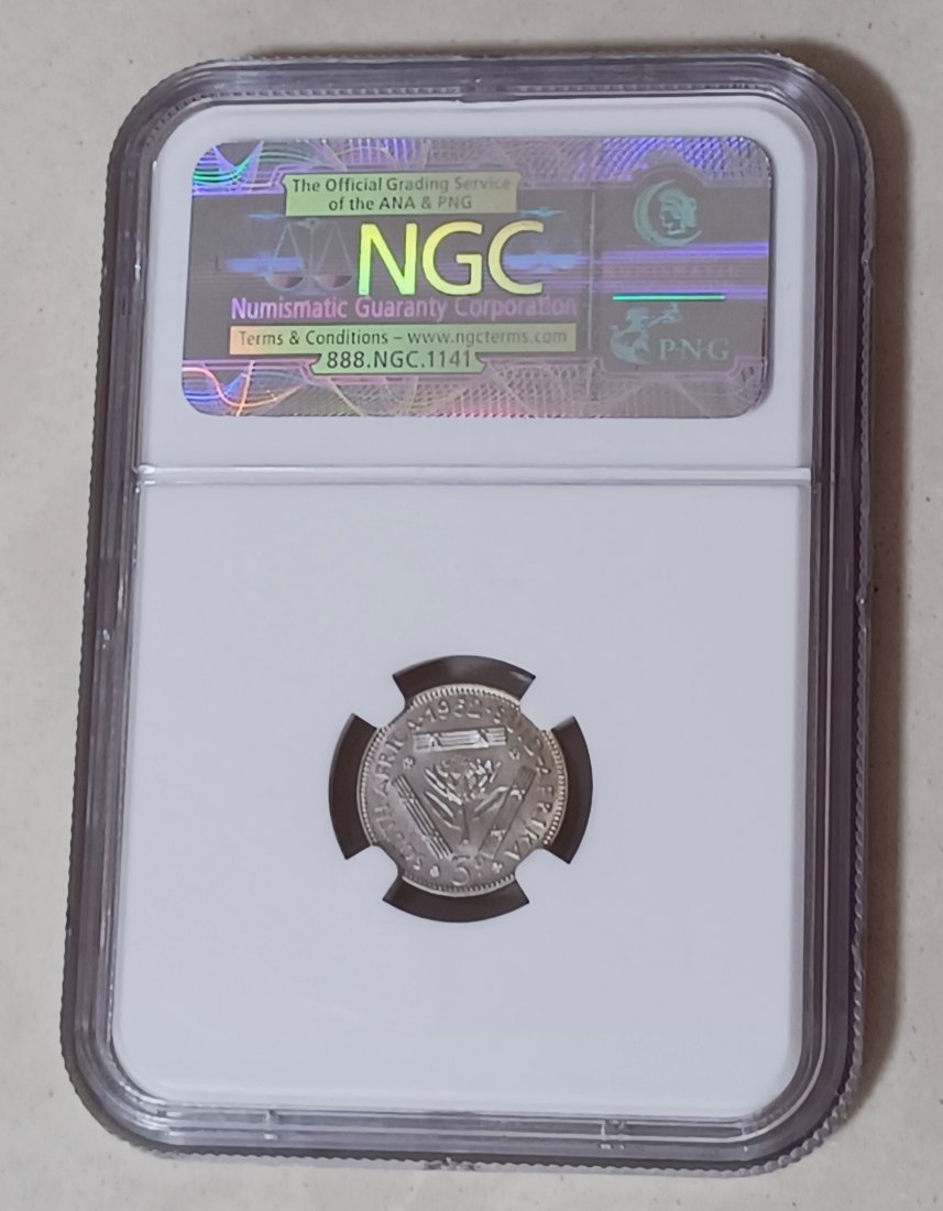  1952 South Africa PROOF George VI Three Pence 3P NGC PF66 MINTAGE 16,000 50% Silver   