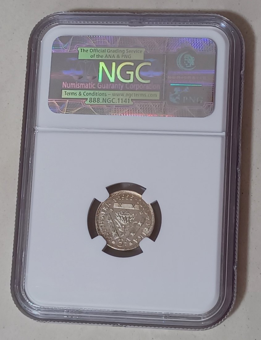  VERY RARE 1955 South Africa PROOF Elizabeth II Three Pence 3P NGC PF64 MINTAGE 2,850 50% Silver   