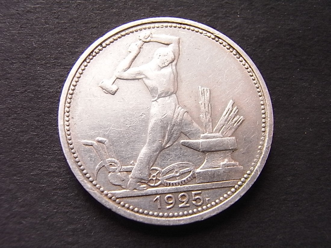  Russland UdSSR 1/2 Rubel 1925 PL ss Silber   