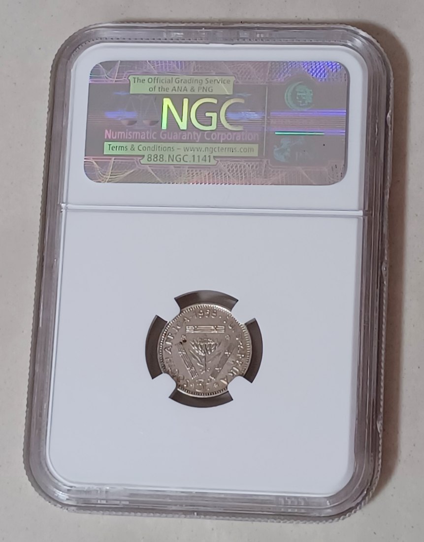  1958 South Africa PROOF Elizabeth II Three Pence 3P NGC PF63 MINTAGE 985 VERY RARE 50% Silver   