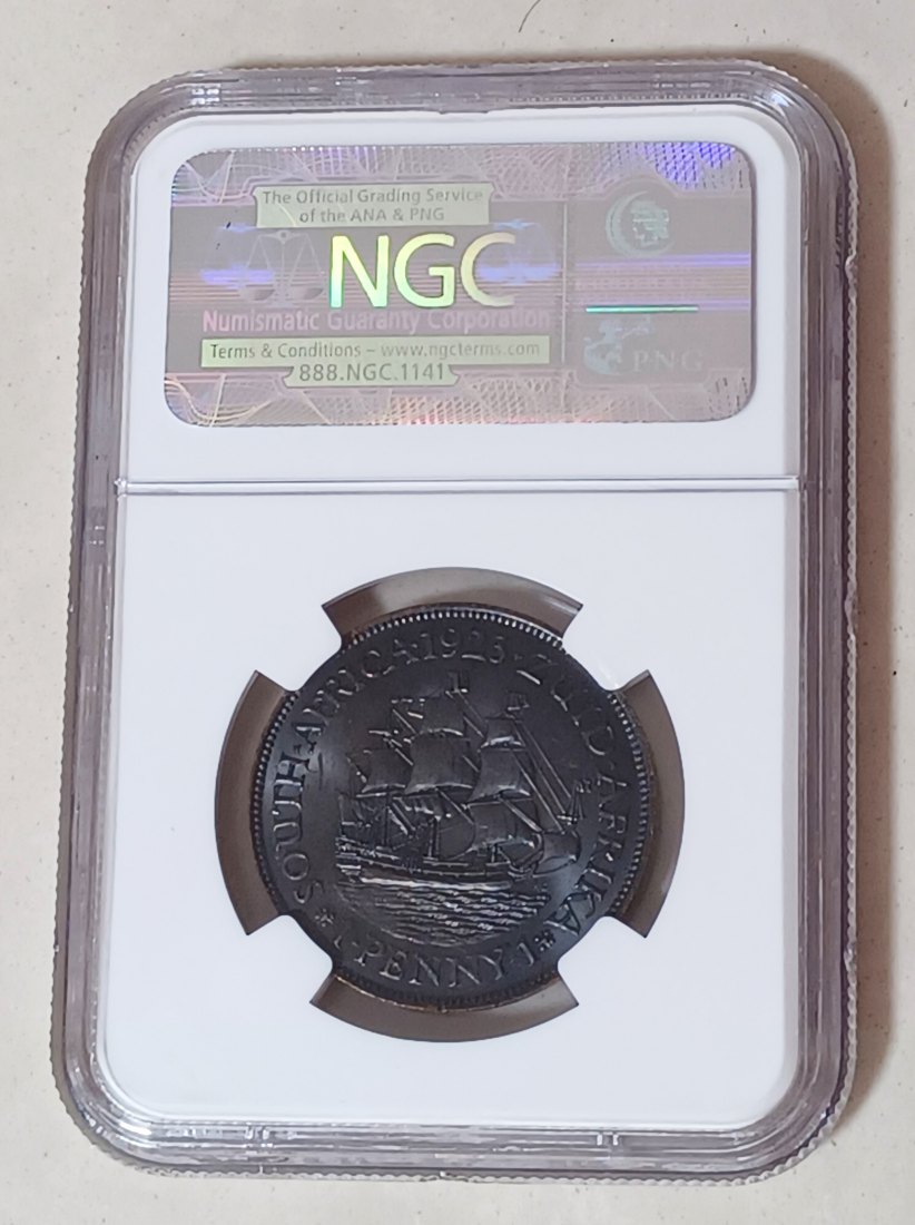  1923 South Africa BU UNC George V One Penny 1P NGC MS65BN MINTAGE 91,027 KEY DATE   