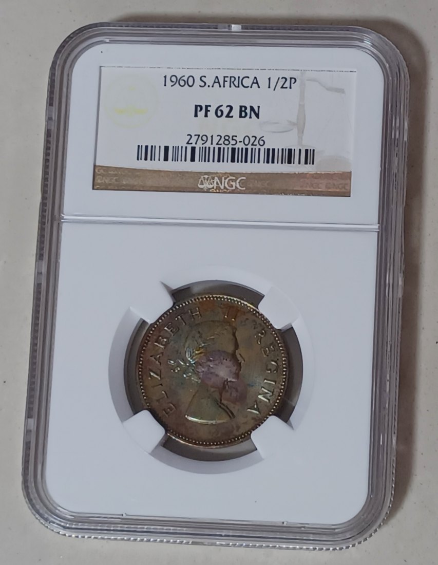  1960 South Africa PROOF Elizabeth II Half Penny 1/2P NGC PF62BN MINTAGE 3,360 VERY RARE   