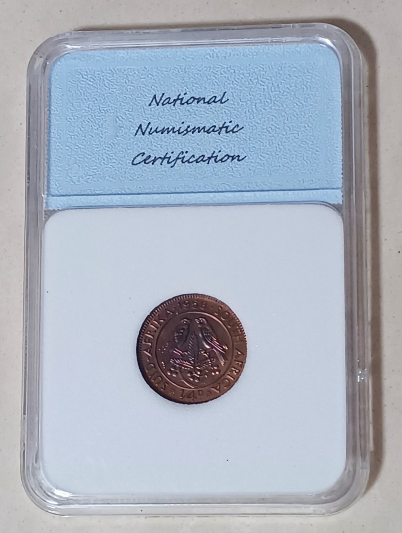  1958 South Africa PROOF Elizabeth II Quarter Penny 1/4P NNC PF69BR MINTAGE 985 VERY RARE   