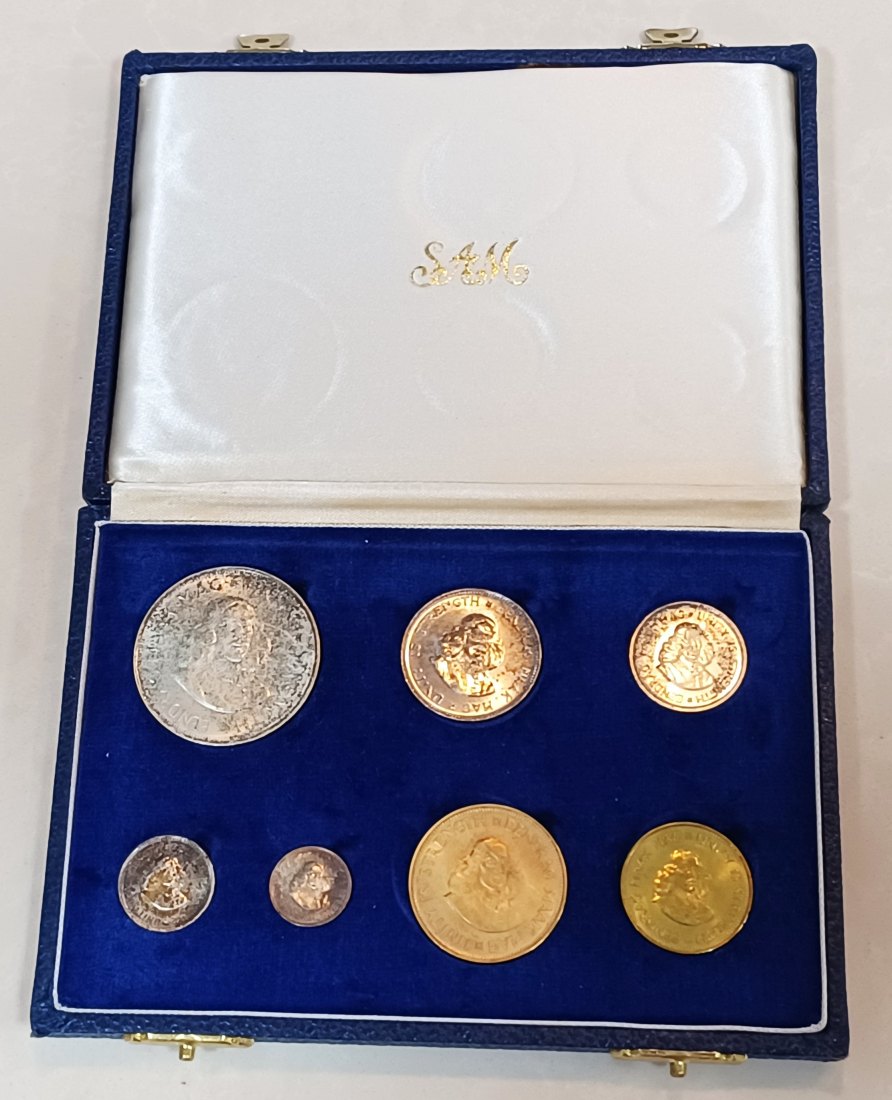 1964 South Africa PROOF Van Riebeek Seven Coin Set Includes 50c,20c,10c,5c,21/2c,1c,1/2c IN BOX