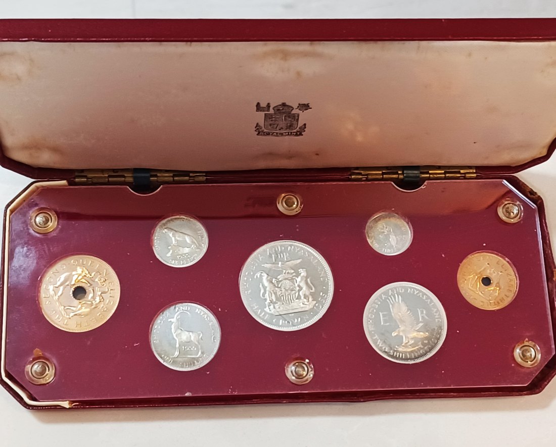  1955 Rhodesia & Nyasaland PROOF Seven Coin Set in Box MINTAGE 2,000 VERY RARE   