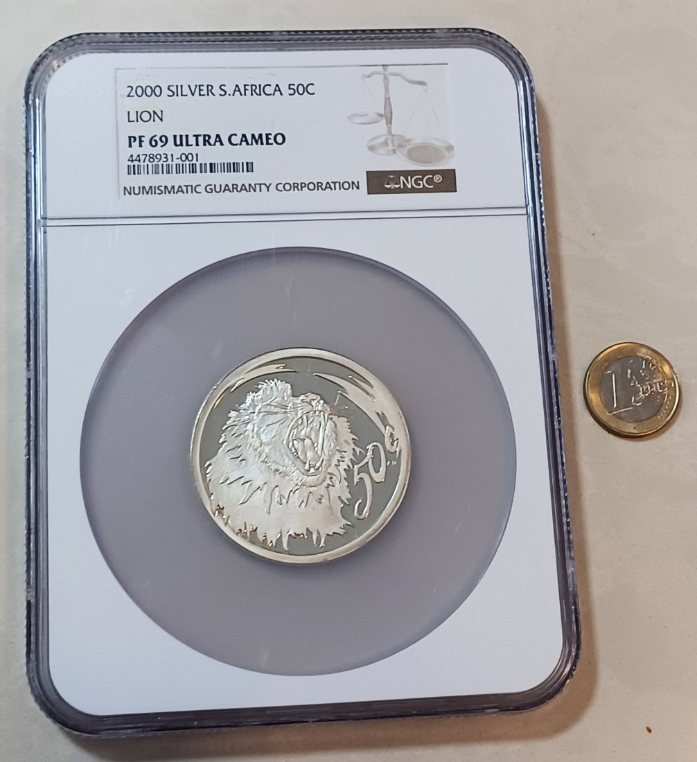  South Africa PROOF Lion Fifty Cent 50c NGC PF69UC Mintage 2,122 TOP POP HIGHEST GRADE XL 50mm   