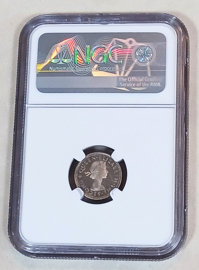  1955 Rhodesia & Nyasaland PROOF Elizabeth II Three Pence 3P NGC PF65 CAMEO MINTAGE 2,000 VERY RARE   