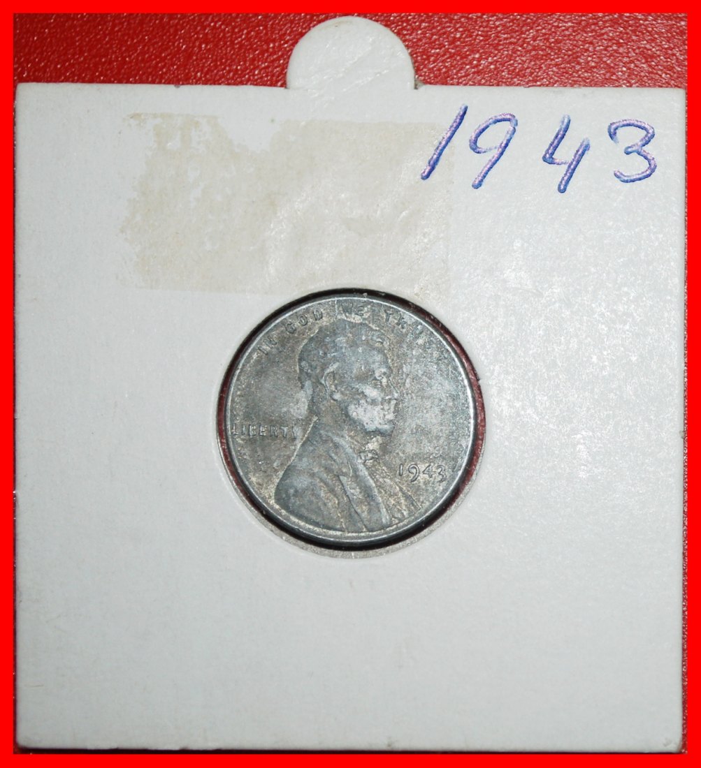  Ⰿ STAHL WEIZEN PENNY (1943-1944): USA ★ 1 CENT 1943! LINCOLN (1809-1865) IN PACKUNG! OHNE VORBEHALT!   