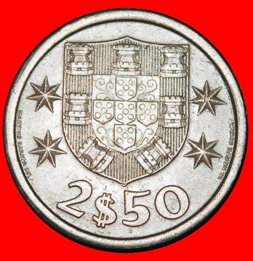  Ⰿ 25 SILVER BEZANTS (1963-1986): PORTUGAL ★ 2.50 ESCUDOS 1968 SHIP! ★LOW START ★ NO RESERVE!   