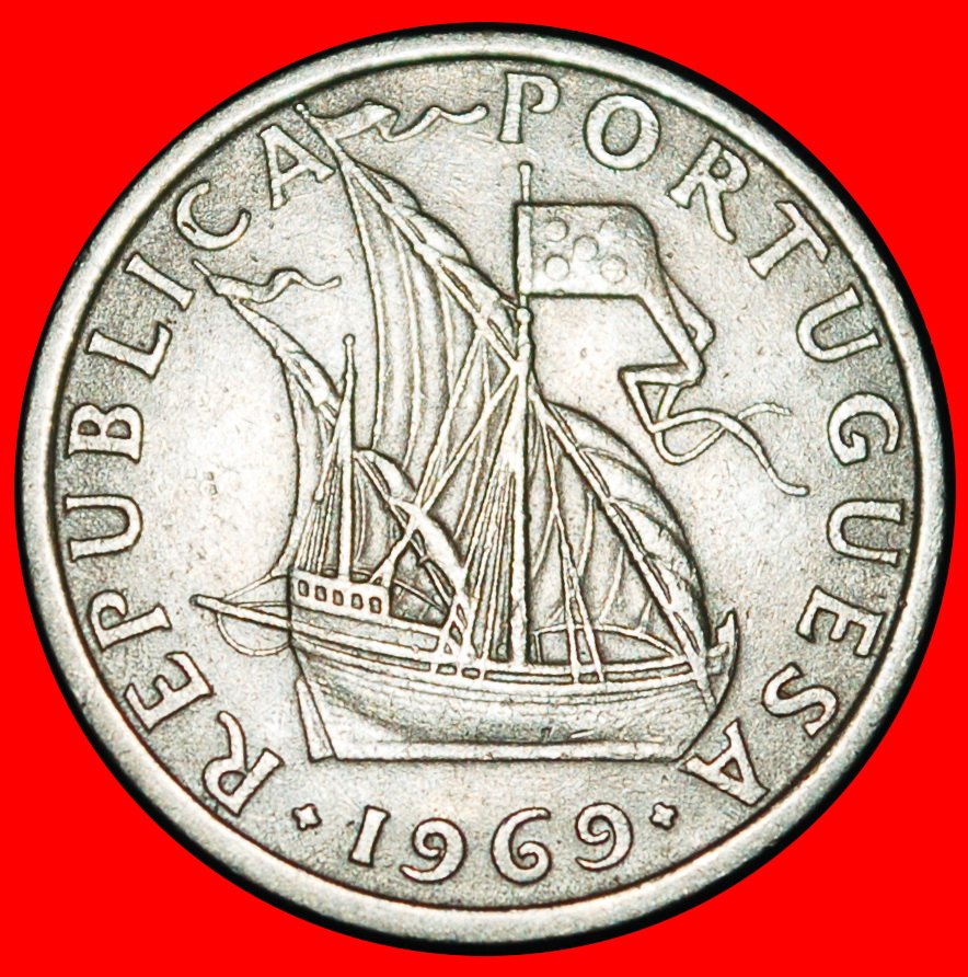 Ⰿ 25 SILVER BEZANTS (1963-1986): PORTUGAL ★ 2.50 ESCUDOS 1969 SHIP! ★LOW START ★ NO RESERVE!