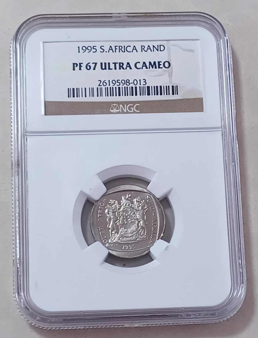 1995 South Africa PROOF Springbok One Rand NGC PF67UC MINTAGE 5,816 VERY RARE