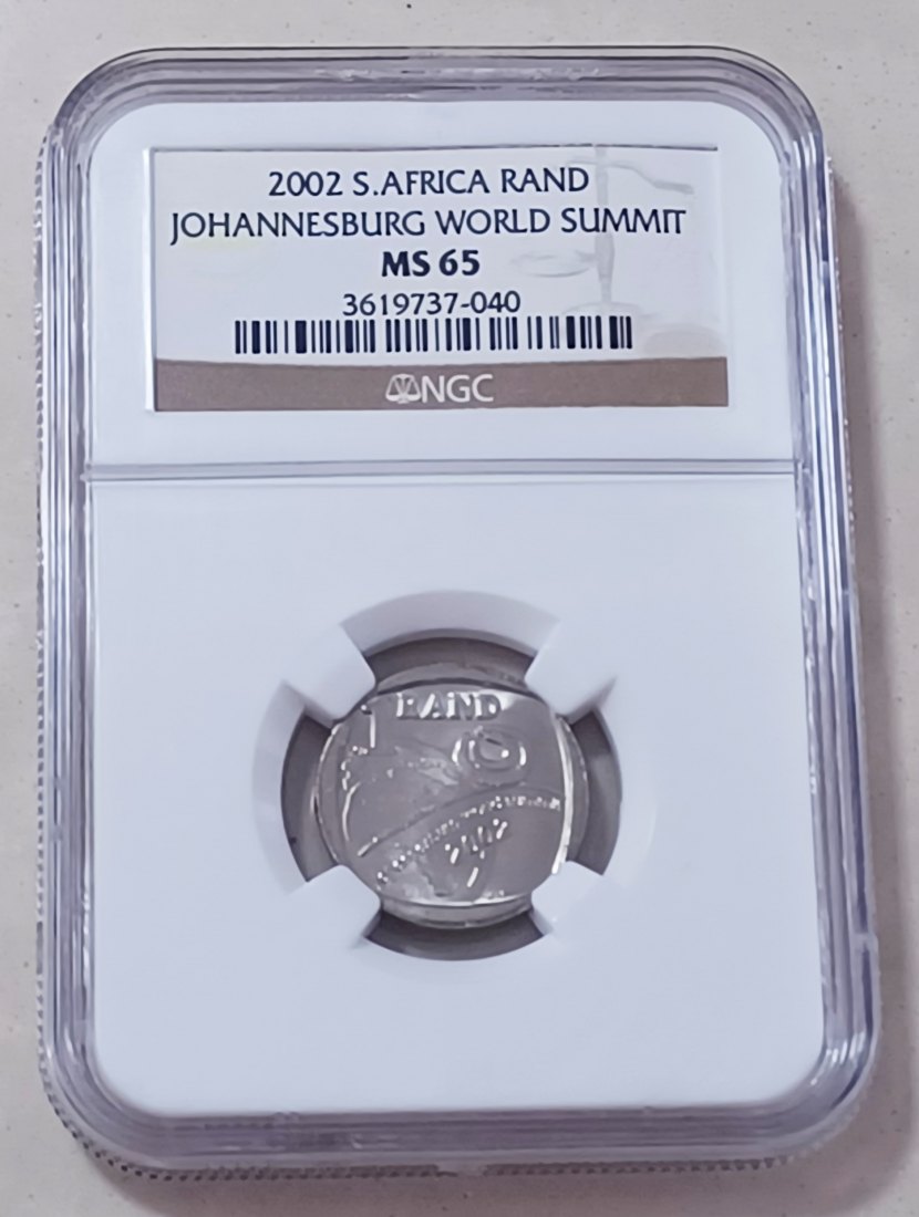  2002 South Africa BU UNC Johannesburg World Summit One Rand NGC MS65   