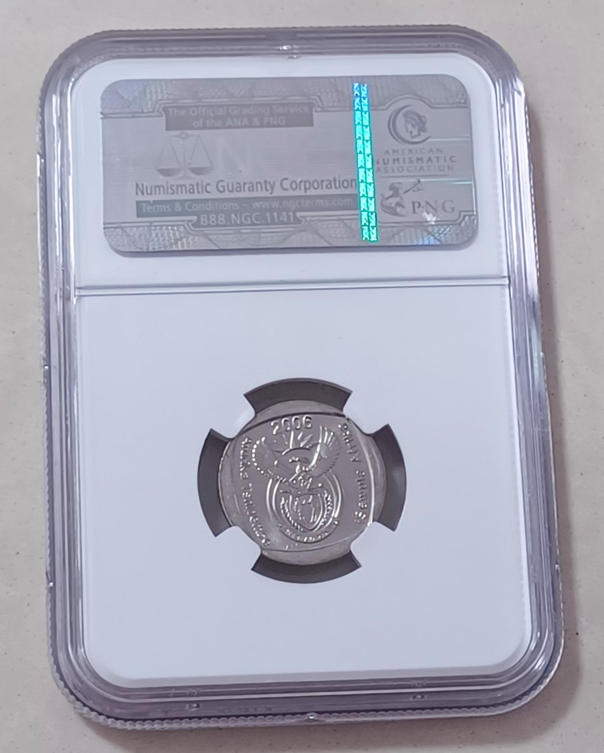  2006 South Africa BU UNC Springbok One Rand NGC MS65 TOP POP Highest Grade Ever by NGC   