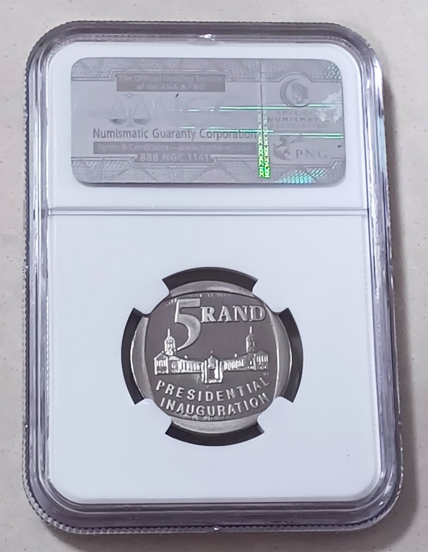  1994 South Africa PROOF Presidential Inauguration Five Rand R5 NGC PF67UC Mintage 10,000 VERY RARE   