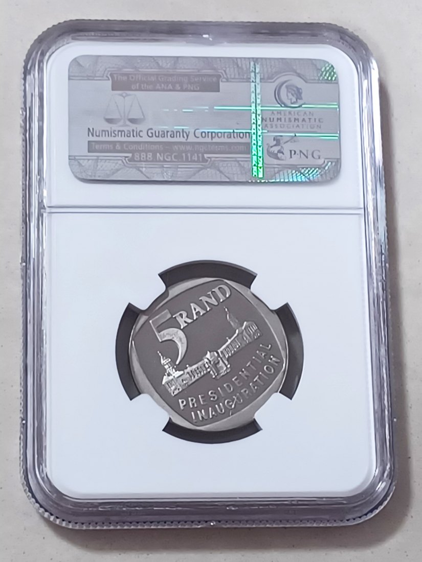  1994 South Africa PROOF Presidential Inauguration Five Rand R5 NGC PF68CAMEO 2ND HIGHEST 10k MINTED   