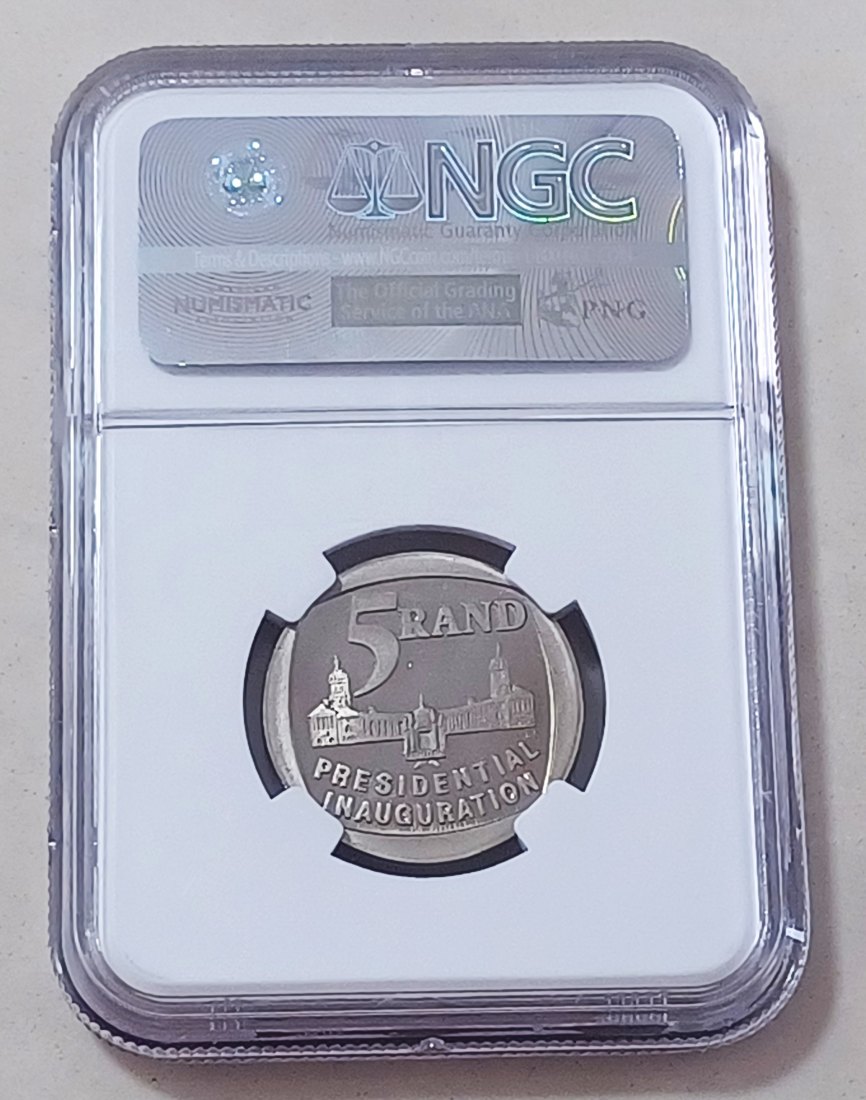  1994 South Africa PROOF Presidential Inauguration Five Rand R5 NGC PF68UC Mintage 10,000 VERY RARE   