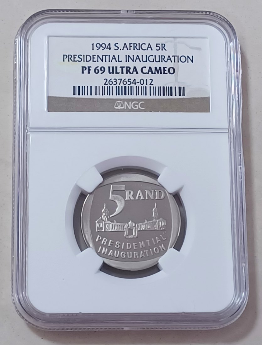  1994 South Africa PROOF Presidential Inauguration Five Rand R5 NGC PF69UC 2ND HIGHEST 10k MINTED   