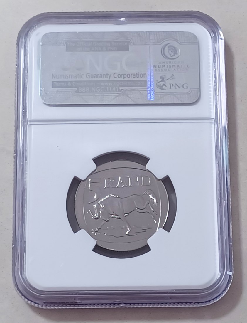  1996 South Africa BU UNC Wildebeest Five Rand R5 NGC MS66 2ND HIGHEST BRADE BY NGC   
