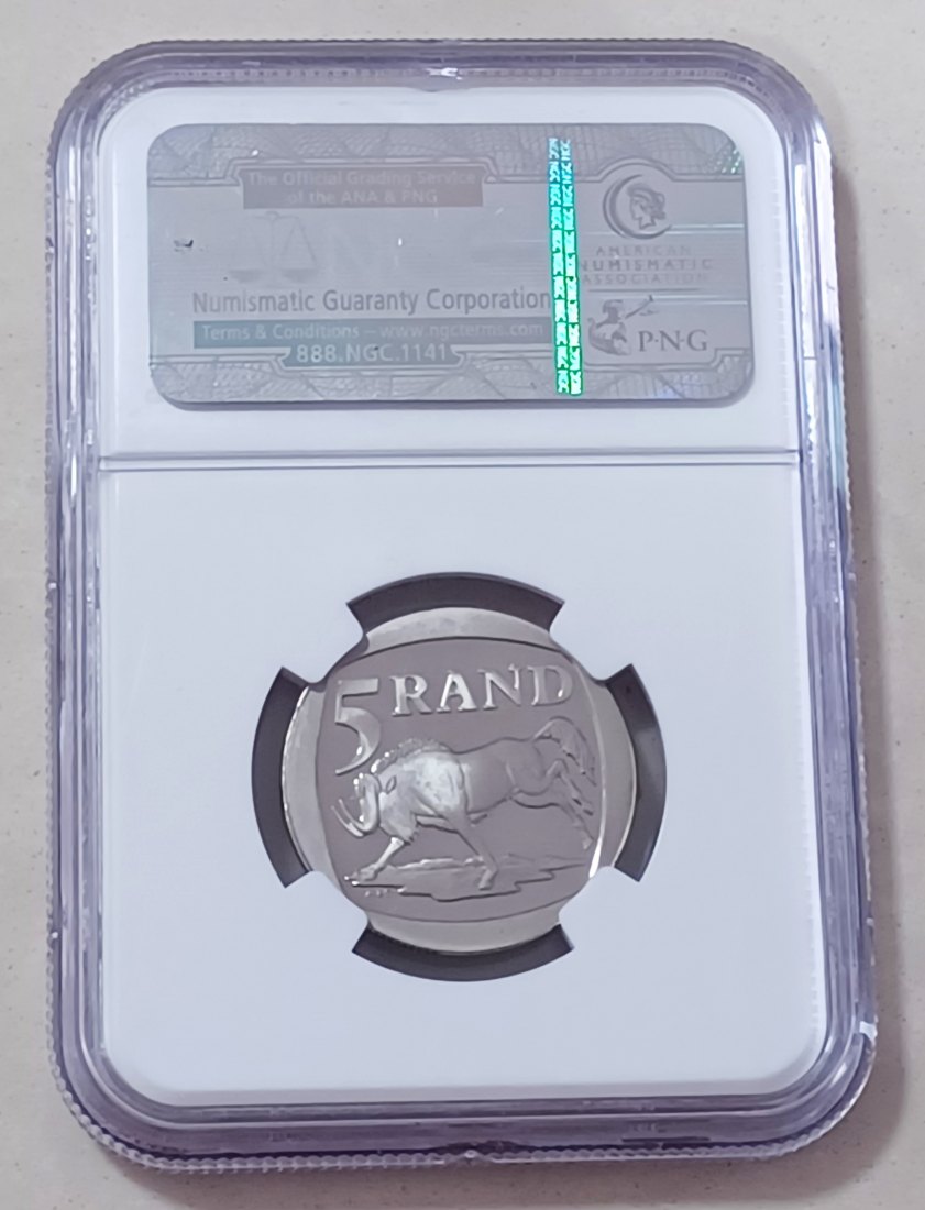  1996 South Africa PROOF Wildebeest Five Rand R5 NGC PF69UC 2ND HIGHEST Mintage 4,827 VERY RARE   